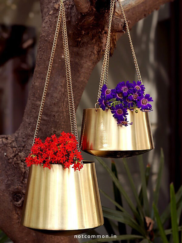 hanging planter gold