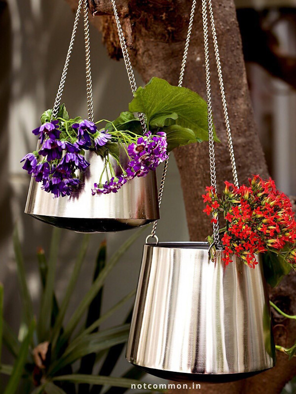 hanging planter silver